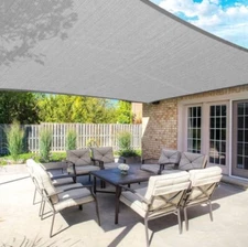 7’x11’ Gray  Sun Shade Sail Rectangle Patio Canopy Outdoor Fabric 