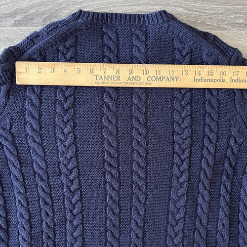 J Crew Wallace & Barnes Fisherman Sweater XL Blue Shetland Wool B5655 - Picture 6 of 10