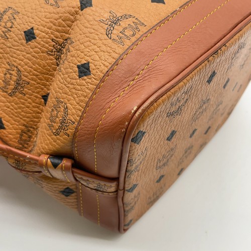 Authentic MCM Visetos Pattern Leather Brown Drawstring Shoulder Bag NS040992 - Picture 9 of 17