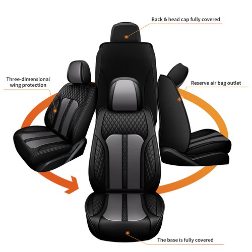For Jeep Grand Cherokee 2004-2010 Faux Leather Seat Covers Front&Rear 5-Sits Pad - Picture 7 of 11