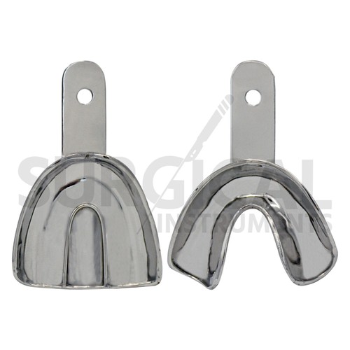 2 Pcs Metal Dental Impression Trays set Medium Solid Upper & Lower Edentulous - Picture 10 of 10