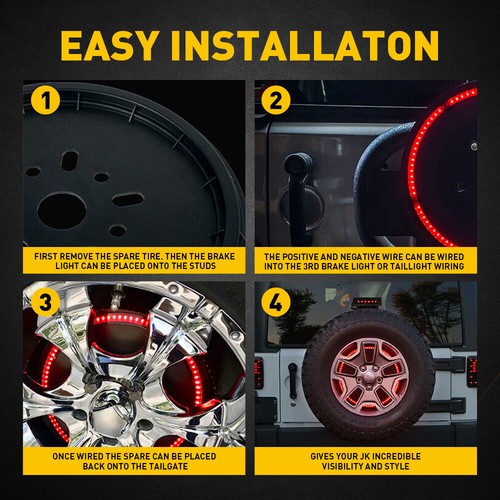 Spare Tire Brake Light LED Third Brake Light Lamp Ring For Jeep Wrangler 86-2021 - Imagen 9 de 12