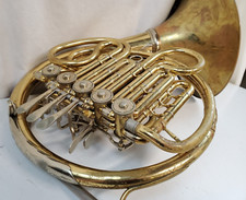 5-VALVE PROFESSIONAL BRASS DOUBLE FRENCH HORN DETACHABLE BELL GERMAN MADE RARE