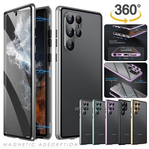 360° Full Glass Screen Magnetic Phone Case For Samsung Galaxy S24 S23 Ultra - Bild 13 von 27