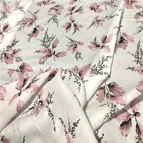 100% Mulberry Silk 18 Momme Heavy Silk Fabric White Floral 54" wide meter JJ183 - Picture 4 of 5