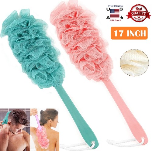 Bath Loofah Sponge Brush Shower Long Handle Back Scrubber Bathing Accessories US