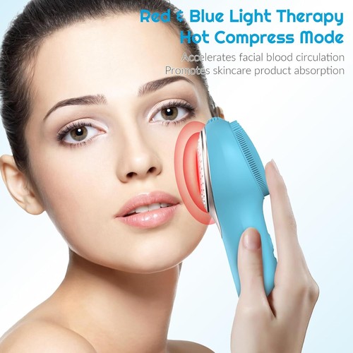 Electric Facial Cleansing Brush Silicone Face Scrubber Thermal Massage for Women - Picture 16 of 19
