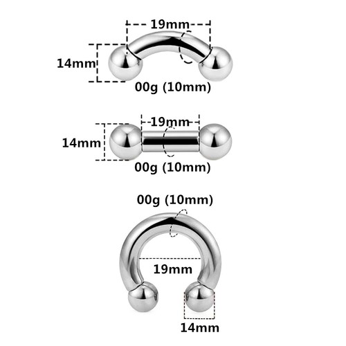 3pc Set Horseshoe Barbell Ring Nipple Tongue Internal Thread Steel Body Piercing - Picture 18 of 18