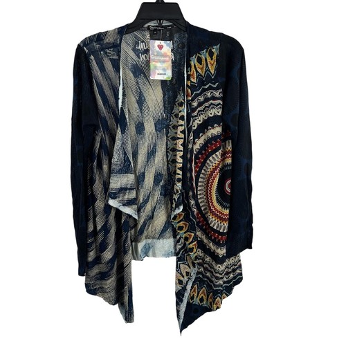 Desigual borchie strass drappo anteriore aperto leggero impreziosito XL nuovo