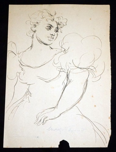 40er Hawaii Zeichnung Hawaii Figur im Kleid von Madge Tennent (1889-1972)(DAT) - Bild 1 von 4