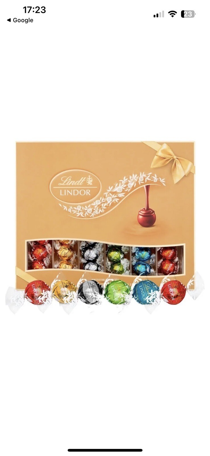 Lindt LINDOR Assorted Chocolate Truffles Christmas Gift Box 525g, 6