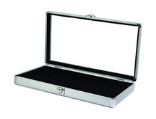 888 Display USA - Silver Aluminum Jewelry Case with Glass Top and Lock (Silver)