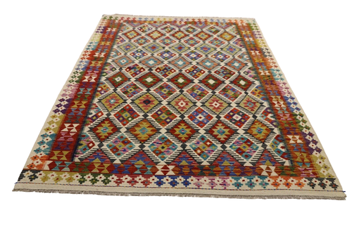 Super Kelim Kilim Afghan Orientteppiche ( 250 x 192 cm) Handgewebt Top - Bild 2 von 8