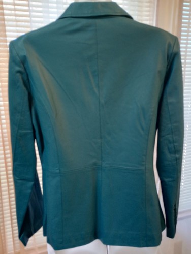 New MetroStyle Women's Genuine Leather Blazer with Pockets Teal Size 8 - Picture 2 of 5