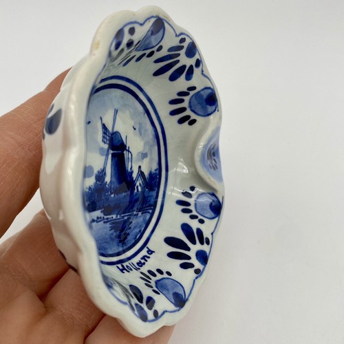 Vintage Delft Blue Hand-Painted Holland Cigarette Rest Windmill Ashtray Smoking - Picture 8 of 9