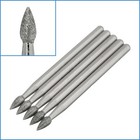 5pcs 3mm Pointed Teardrop Head 120 Grit Diamond Mounted Grinding Burr 3mm Shank