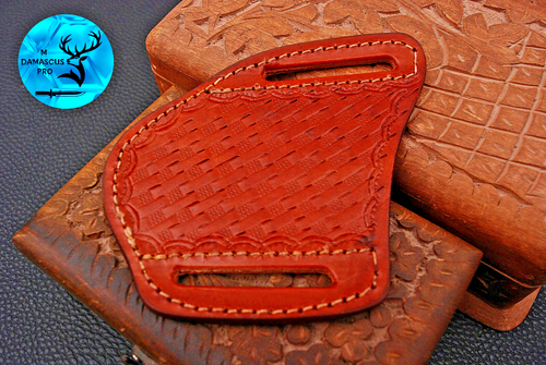 EDC MASSGEFERTIGTES HANDGEMACHTES KUHGRAVIERTES PFANNKUCHENLEDERMANTEL KLAPPMESSER 1713 - Bild 2 von 4