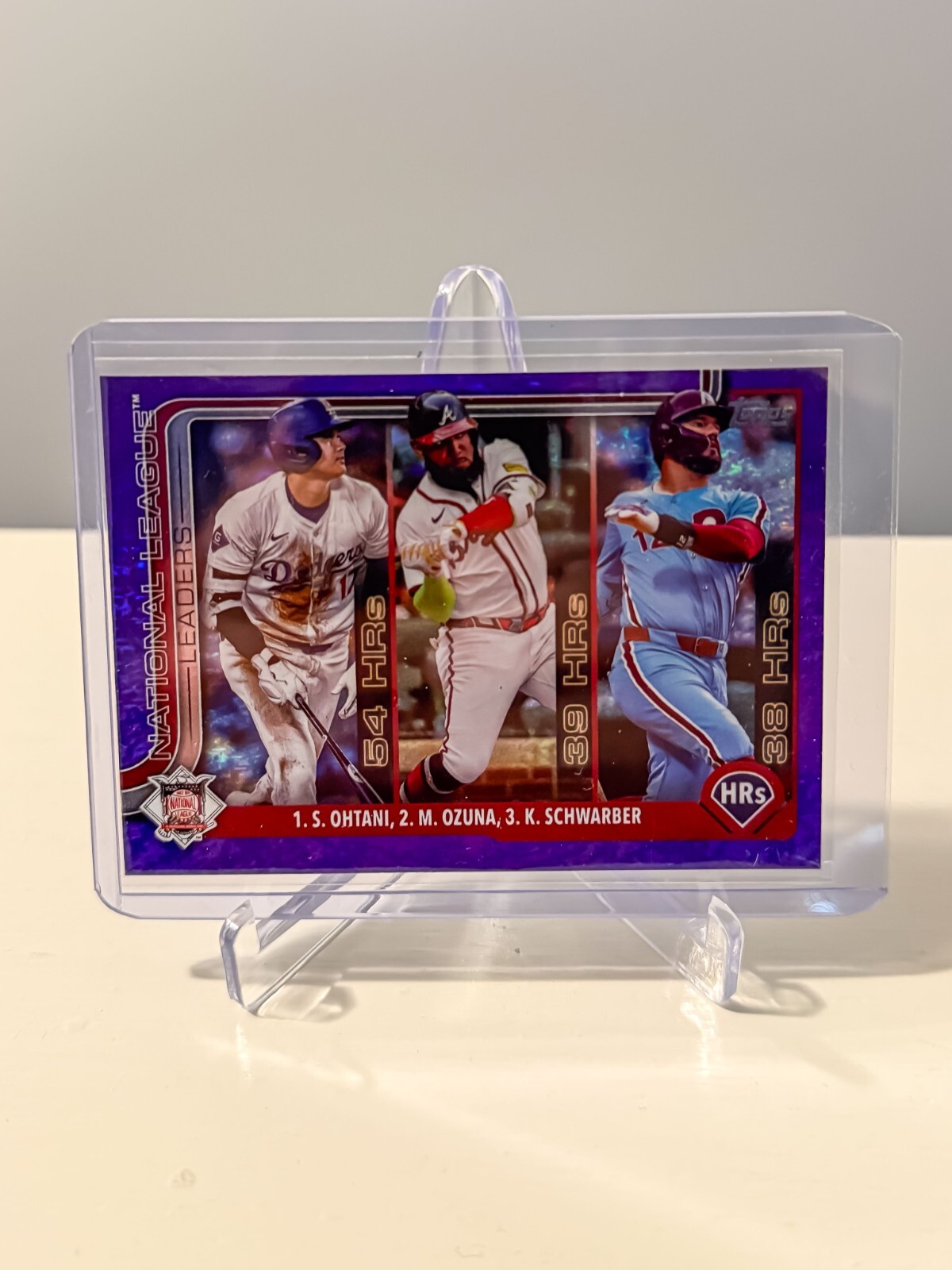 2025 Topps NL HR Shohei Ohtani/Ozuna/Kyle Schwarber #144 Purple Foil 068/250