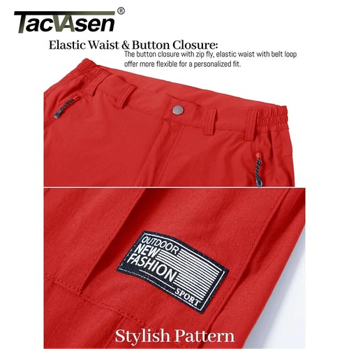 TACVASEN Sommer schnelltrocknend 3/4 Caprihose Herren Freizeit mehrere Taschen leicht - Bild 23 von 40