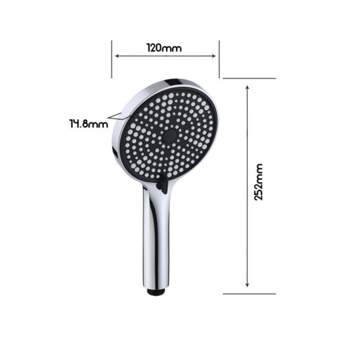 Decaura Hand Held Shower Head 3-Mode Spray Round Chrome - Picture 6 of 6