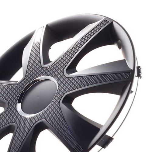 4 Radkappen Radzierblenden 15 Zoll Run Carbon Dark carbon / schwarz für Citroen - Imagen 3 de 5