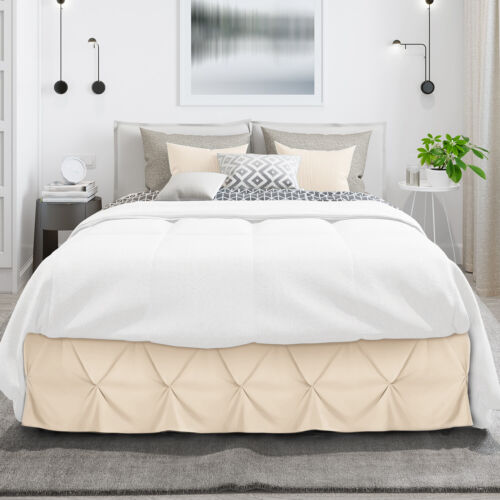 Pinch Pleat Bed Skirt Premium Luxury Dust Ruffle 14" Drop Hotel Quality - Picture 82 of 197