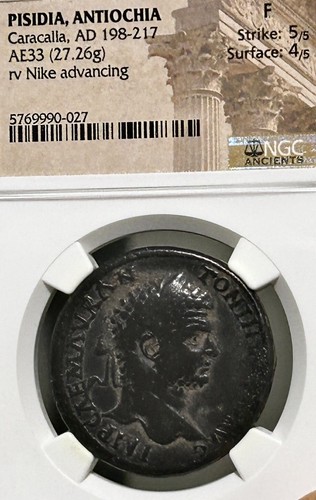 Caracalla Pisidia Antiochia AE33 ‘Sestertius’ Nike NGC F 5/5 4/5 - Bild 3 von 4