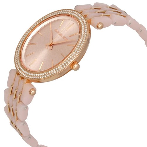New Michael Kors Womens Watch Darci Rose Gold Blush Acetate Crystal Glitz MK4327 - Picture 2 of 10