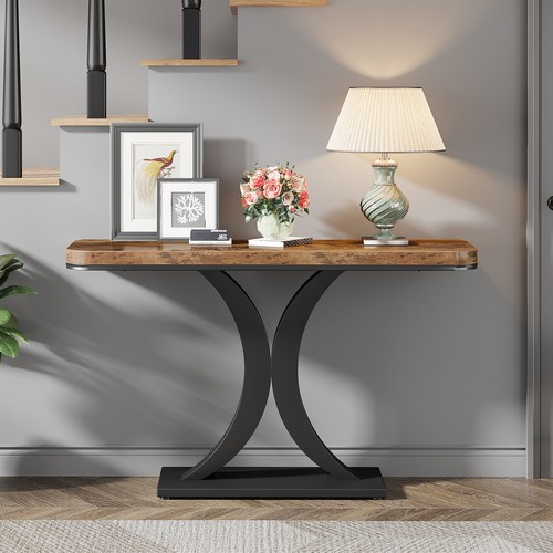 39" Industrial Console Table Narrow Entryway Hallway Table with X shape Base - Picture 16 of 24