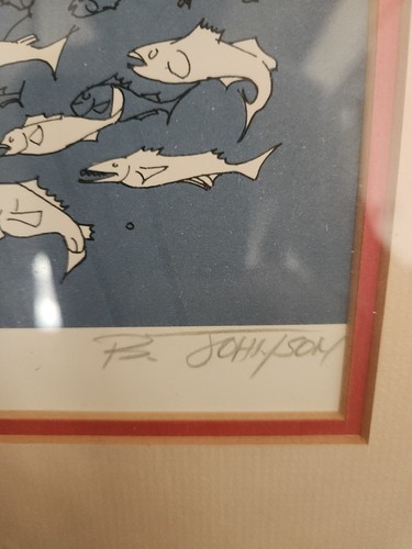 4 Stunden Angeln von B Johnson signierter und nummerierter 532/1000 gerahmter Druck - Bild 6 von 8