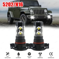 2 x PSX24W 5202 High Power LED Fog Light Bulbs for 2010-2019 Jeep Wrangler JK JL