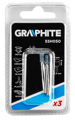 Cilindro per pietra mola 4 x 8 mm, gambo 3,2 mm, 3 pezzi. - Foto 2 di 3