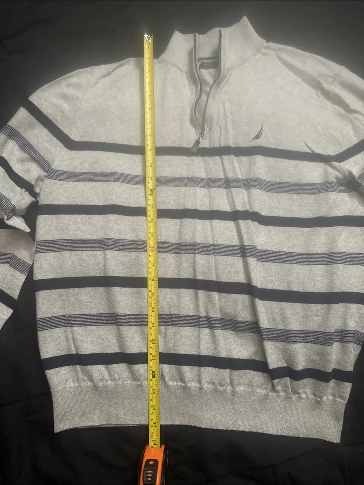 Suéter pulôver Nautica NAV TECH listras cinza/azul ótimo estado! - Imagem 2 de 4