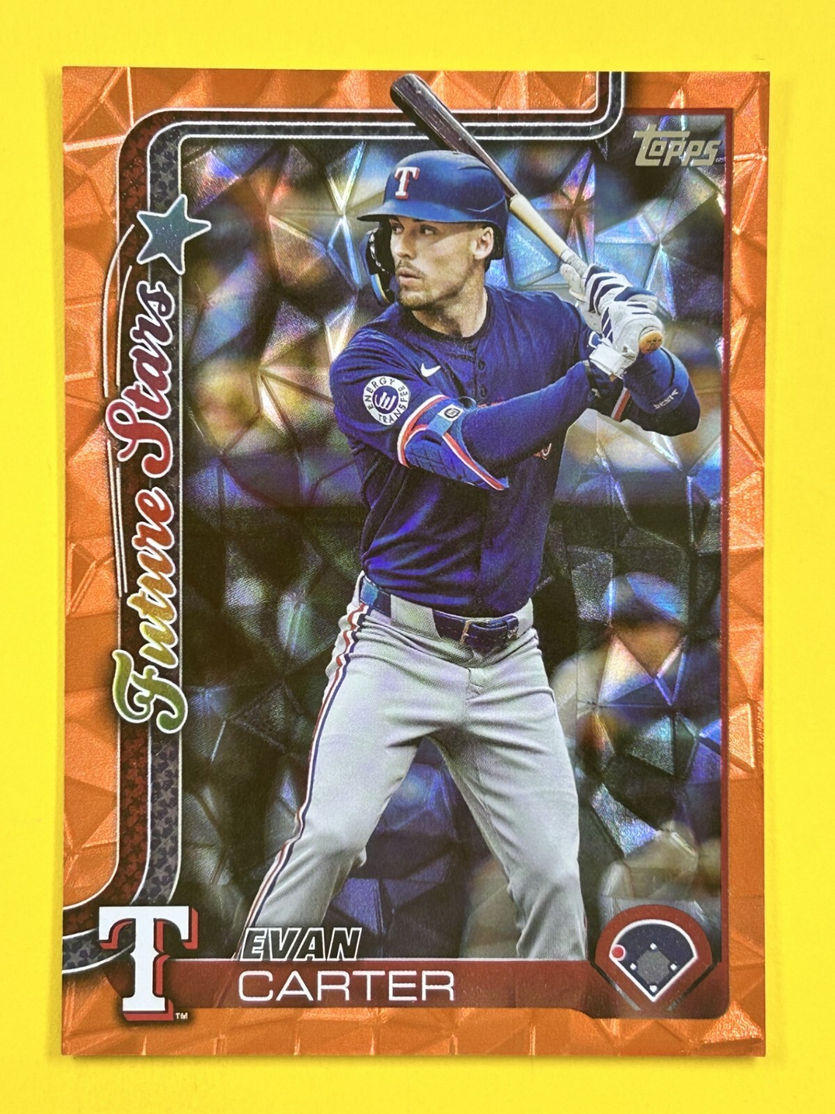 2025 Topps Series One Evan Carter #288, Orange Diamante Foil Parallel SN 17/25