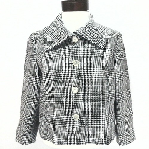 RALPH LAUREN LRL Linen Jacket Blazer Black Pink Plaid Career Womens 8 P $240 - Picture 1 of 5