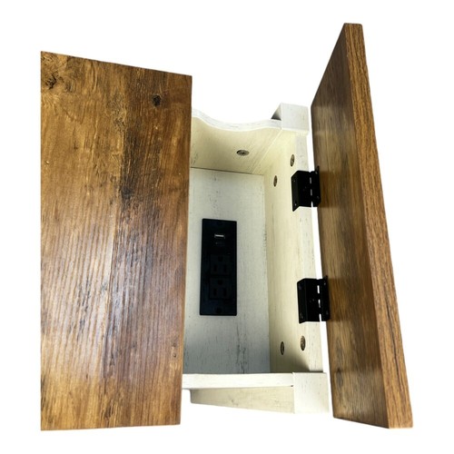 Farmhouse End Table with Charging Station, Barn Door & Drawer, Versatile Storage - Picture 9 of 13