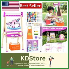 Creative Kids Easel, Height Adjustable with Comprehensive Art Supplies - Purple