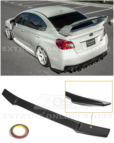 For 15-21 Subaru WRX STi | Primer Black Rear Gurney Flap Wing Spoiler Extension - Picture 1 of 12