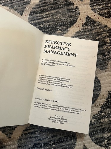 1994 Effective Pharmacy Management 7th Edition Hardback Book Textbook The NARD - Picture 5 of 11