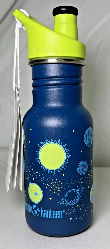 Botella Klean Kanteen Kids 12 oz - acero inoxidable con tapa deportiva - planetas Foto 3 de 4