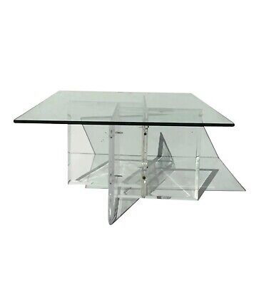 Mid Century Modern acrylic lucite and glass coffee table vintage retro eBay