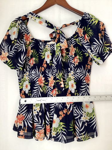 Top donna Ember taglia M maniche corte blu scuro floreale - Foto 8 di 9