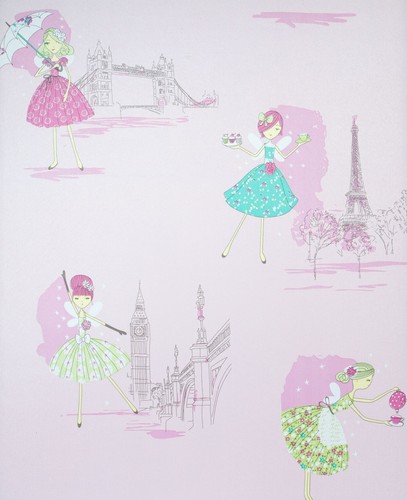 10M PINK FAIRY STICKY BACK PLASTIC WALLPAPER  FABLON UNICORN MERMAID MAGICAL UK - Picture 2 of 7