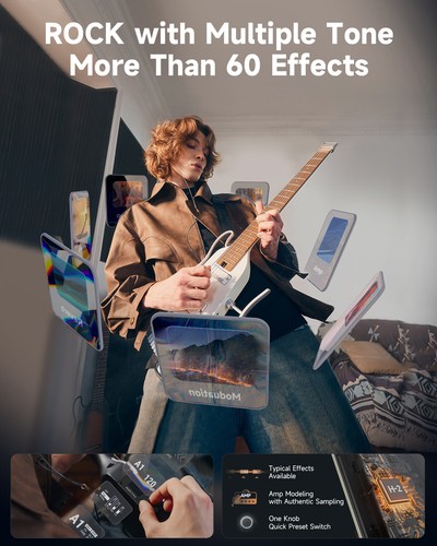 Donner HUSH X PRO Headless E-Gitarre HS Tonabnehmer Coil verschüttet mit Zubehör - Bild 4 von 15