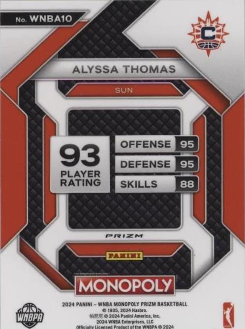 2024 Panini Prizm Monopoly WNBA - Alyssa Thomas #WNBA10