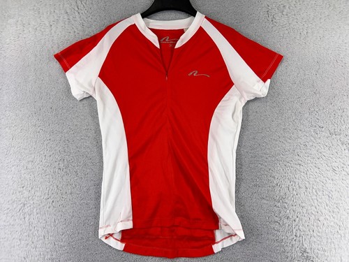 Nashbar Cycling Jersey Womens Medium Red White 1/2 Zip Pockets Polyester - Picture 1 of 13