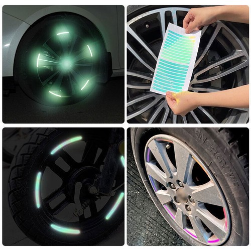 20x Laser Car Wheel Hub Reflective Sticker Tire Rim Strip Luminous Night Driving - Picture 3 of 12