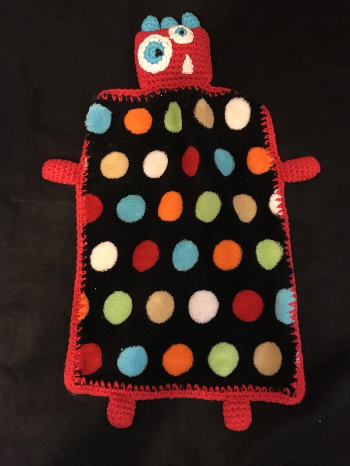 Manta de seguridad para bebé de lana de ganchillo hecha a mano Mommy’s Little Monster lunares Foto 3 de 4