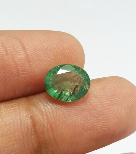 2.88 Ct Natural AAA Green Luster Zambian Emerald Oval Cut Untreated Loose 10x8MM - Picture 4 of 12