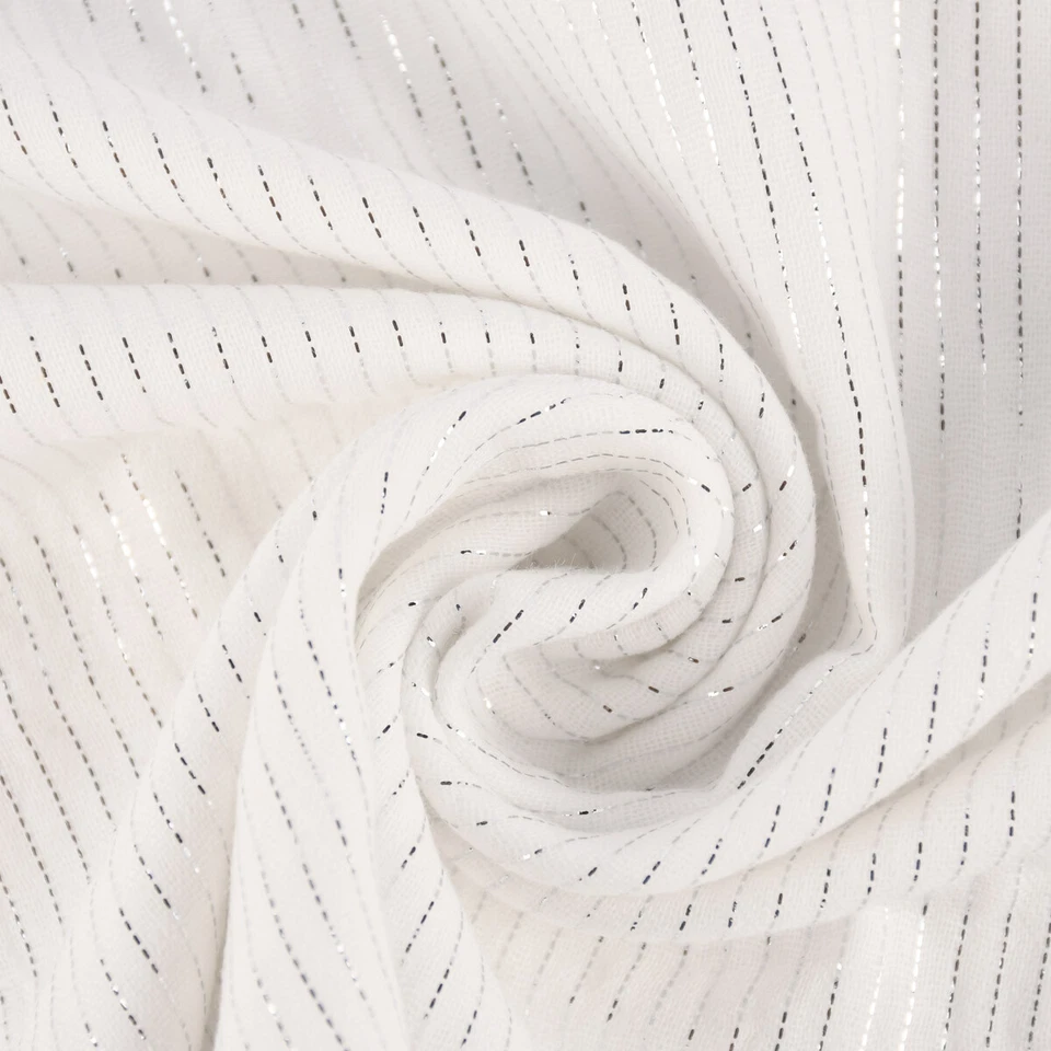 Double Gauze Musselin Nadelstreifen Streifen Lurex Glitzer ecru 1,35m Breite - Bild 4 von 4